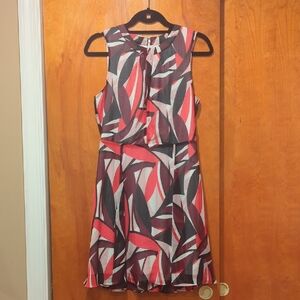 Banana Republic Red and Black Abstract Midi Dress